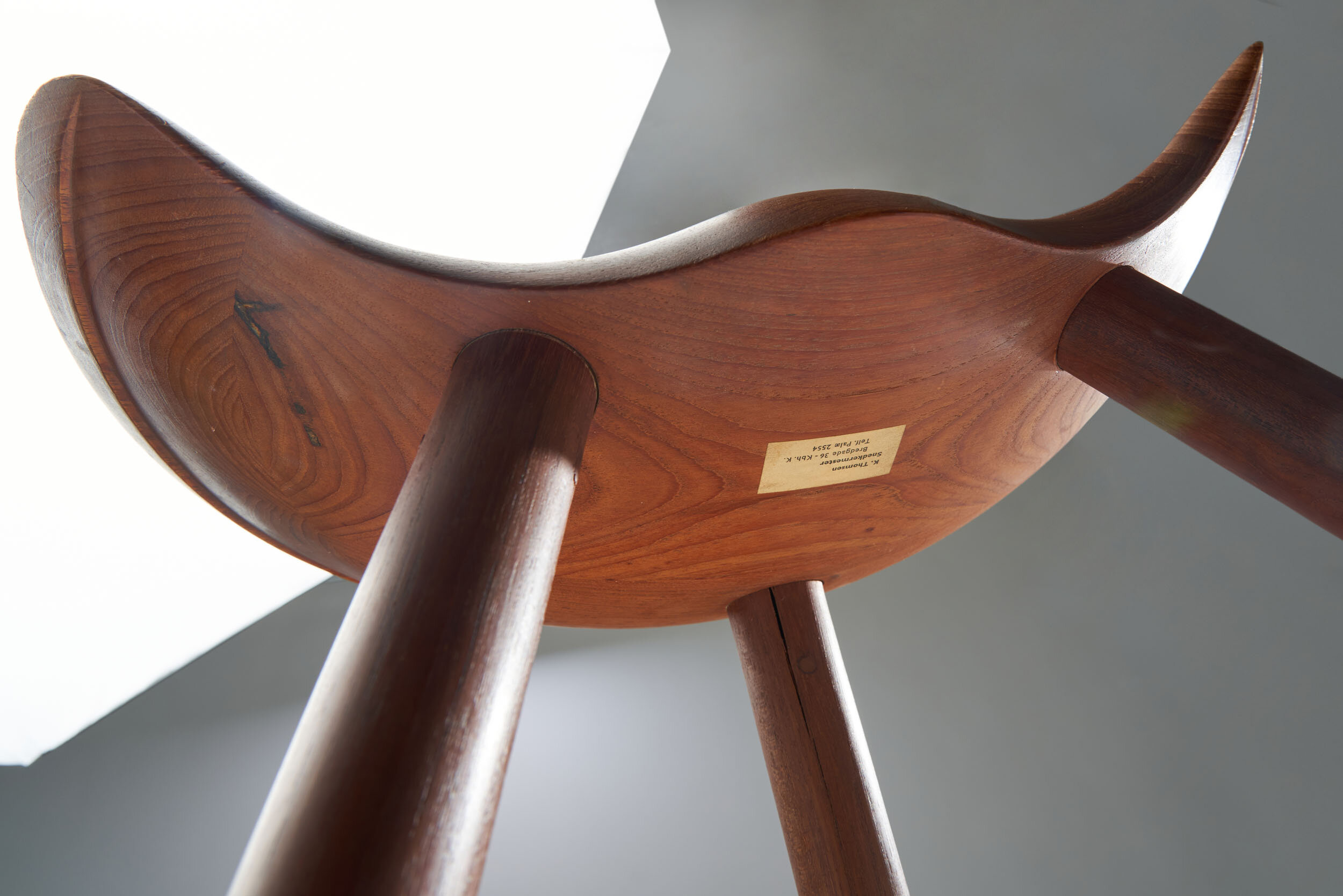 Mogens Lassen Stool in Solid Teak Mounted on Three Tapering Legs